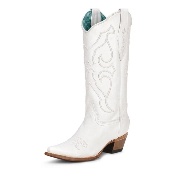 New $228 CORRAL Ladies White Stitched Leather Snip Toe Cowboy Boots 7 Z5046 - Picture 2 of 5